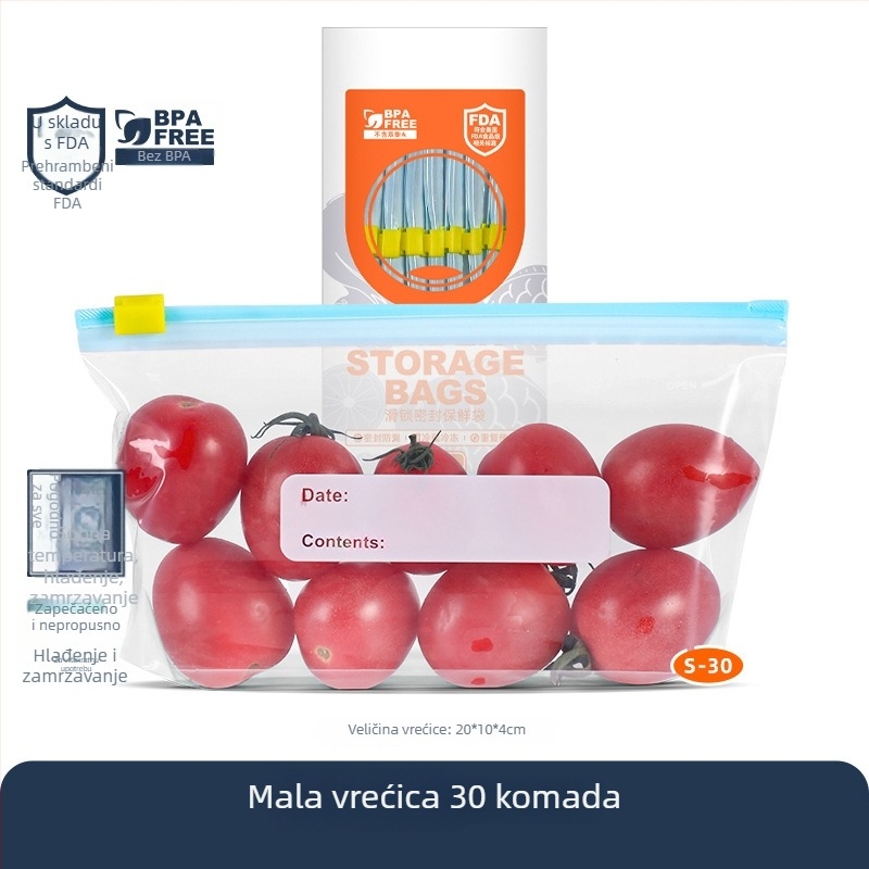 Torba za zamrzavanje hrane, debela, s kliznim zatvaračem i sigurnim zatvaranjem, višekratna upotreba