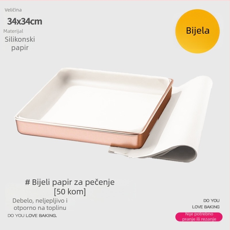 28 cm kvadratni papir za pečenje s upijanjem ulja, silikon premaz, prehrambena kvaliteta, jednokratna upotreba