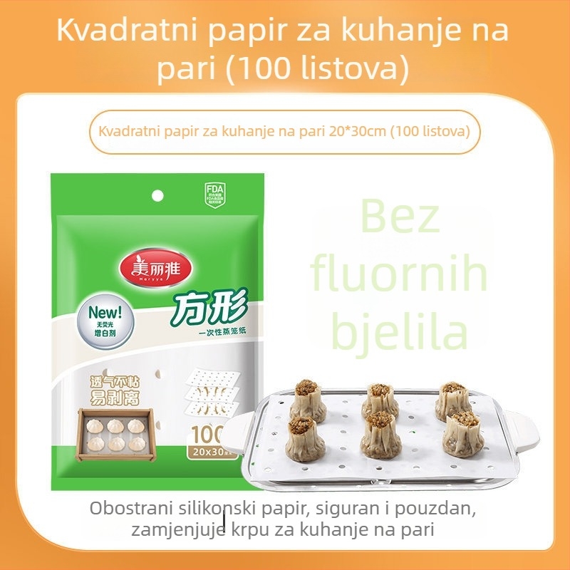 Hartija za paru za kućnu upotrebu, kvadratni lineri s premazom silikonskog ulja za peciva i pareni kruh
