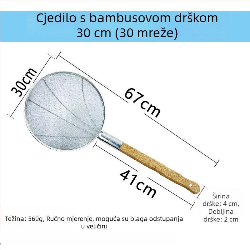 Veliko kuhinjsko sito od nehrđajućeg čelika s finom mrežom