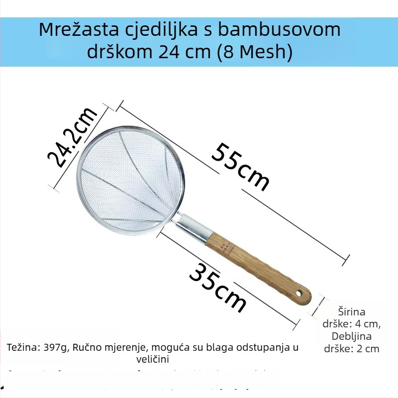Veliko kuhinjsko sito od nehrđajućeg čelika s finom mrežom