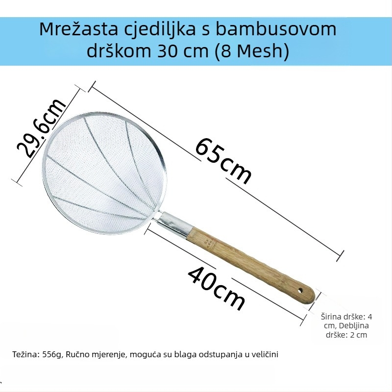 Veliko kuhinjsko sito od nehrđajućeg čelika s finom mrežom