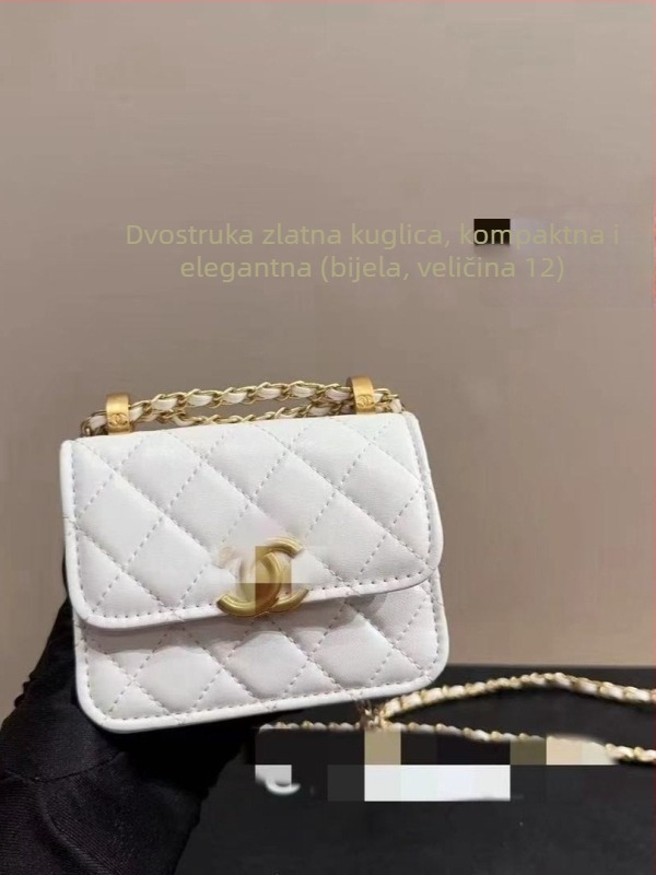 Nothing mini kvilitirana lančana torbica za žene, kožna mala kvadratna torba s podlogom od ovčje kože
