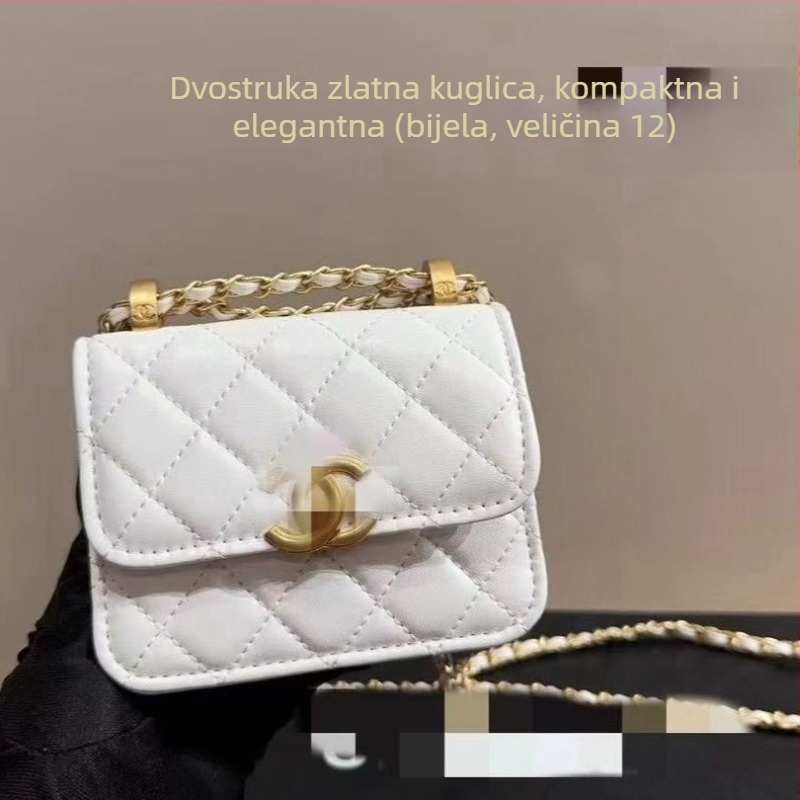 Nothing mini kvilitirana lančana torbica za žene, kožna mala kvadratna torba s podlogom od ovčje kože