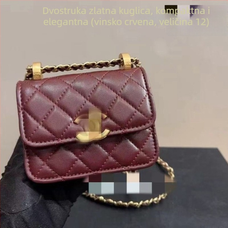 Nothing mini kvilitirana lančana torbica za žene, kožna mala kvadratna torba s podlogom od ovčje kože