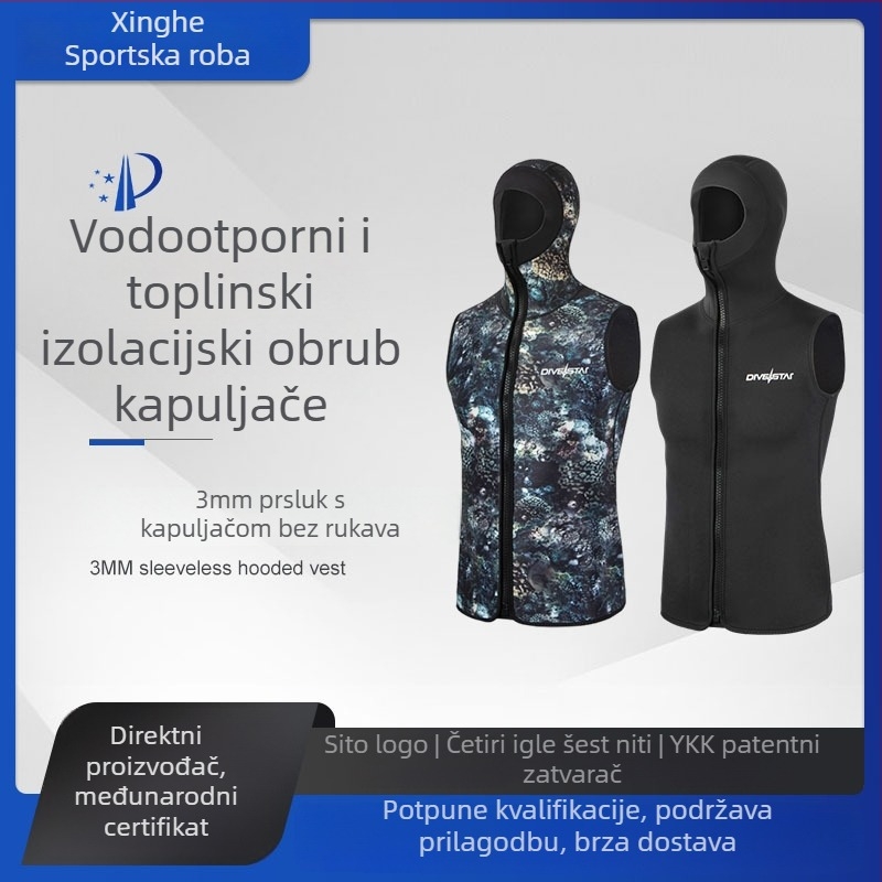 3 mm kapuljača topli bez rukava potapljački prsluk za surfanje i ronjenje