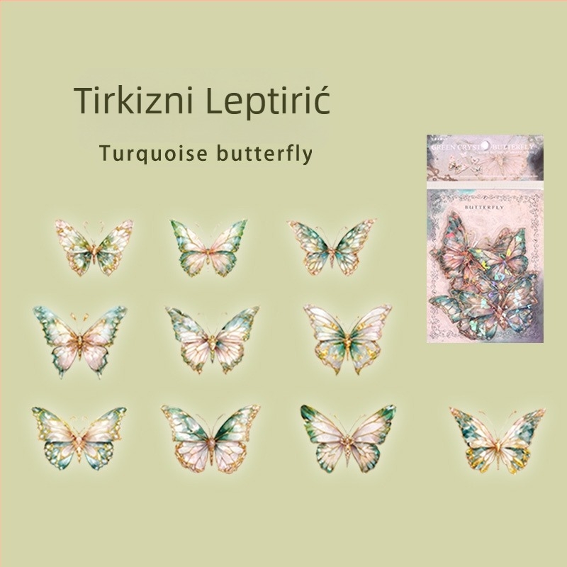PET naljepnice paket – Serija Youjing Butterfly Valley – 3D laserske zlatne oklopne leptir naljepnice za planer (Guka)