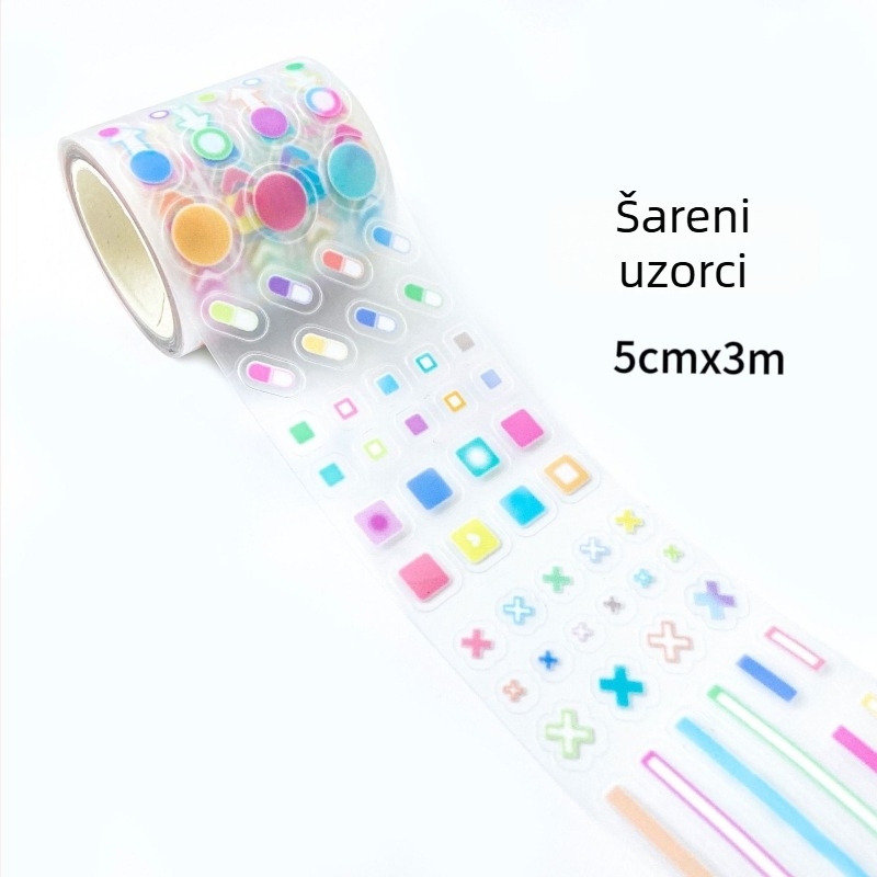 Prozirna iridizirajuća traka za planer s izrezanim DIY ukrasnim naljepnicama