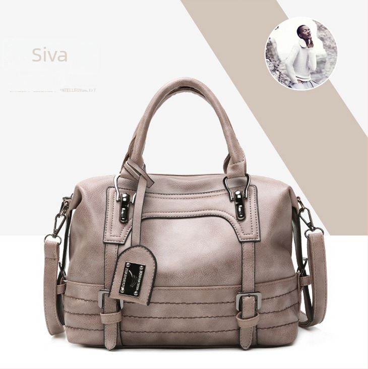Retro ženska torbica Boston od uljano-voskane kože, ručna, preko ramena ili crossbody, velika zapremina, moderan euro-američki stil.