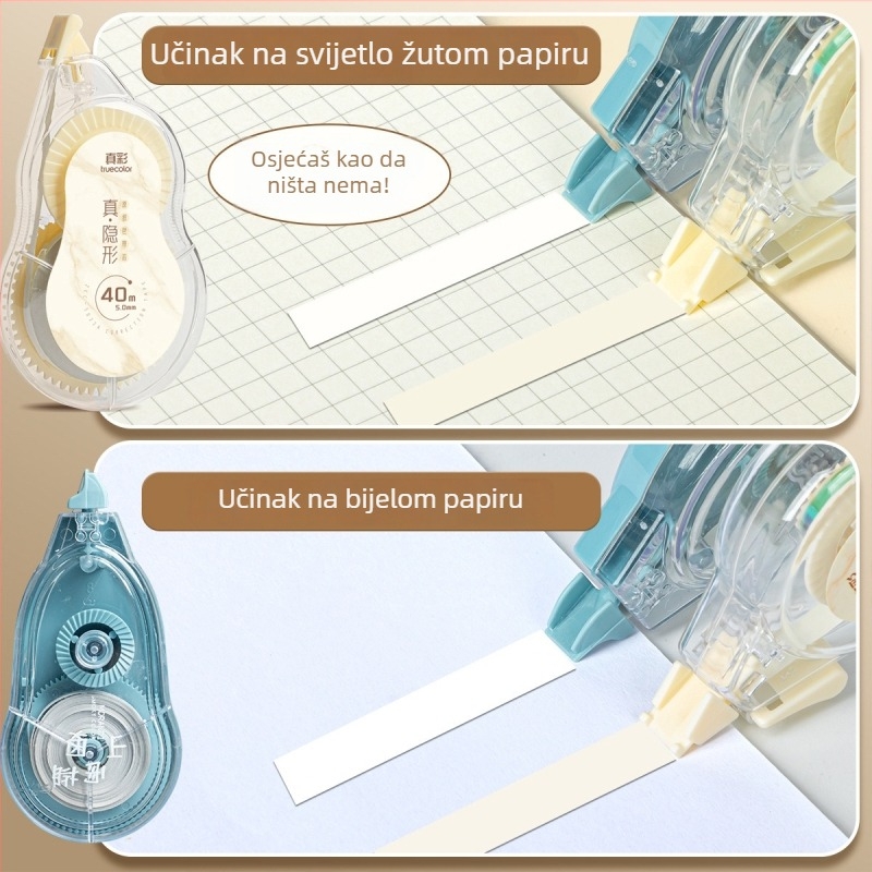 True Color nevidljiva ispravljačka traka, velik kapacitet, boja originalnog papira, za učenike osnovne i srednje škole