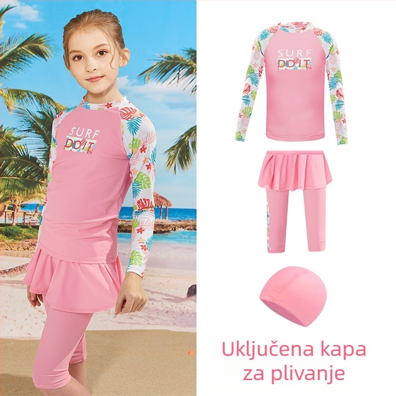 Phibee Phoebe Baby Elephant Dječji kupaći kostim za djevojčice s dugim rukavima, split model i kupaći kostim s suknjicom
