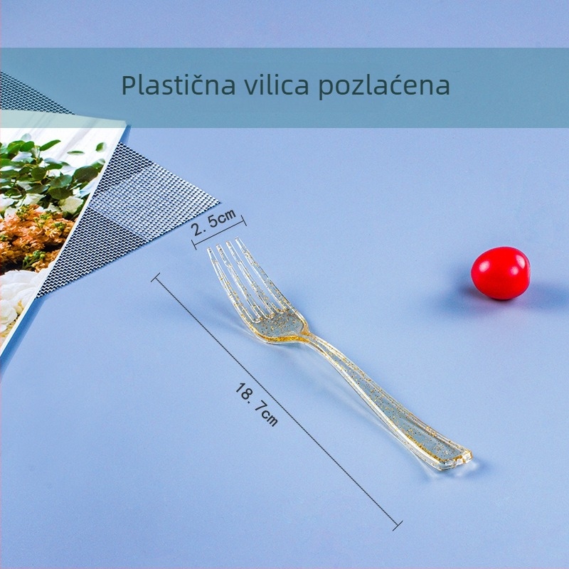 Zadebljani jednokratni pribor: nož, vilica i žlica, tvrdi plast, pribor stilom zapadnog tipa s dugom drškom, pojedinačno pakirano