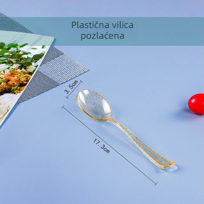Zadebljani jednokratni pribor: nož, vilica i žlica, tvrdi plast, pribor stilom zapadnog tipa s dugom drškom, pojedinačno pakirano