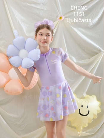 Two oranges 1151 Dječji jednodijelni kupaći kostim za djevojčice, sa suknjicom, sladak ljetni kupaći za uzrast 4–6 godina