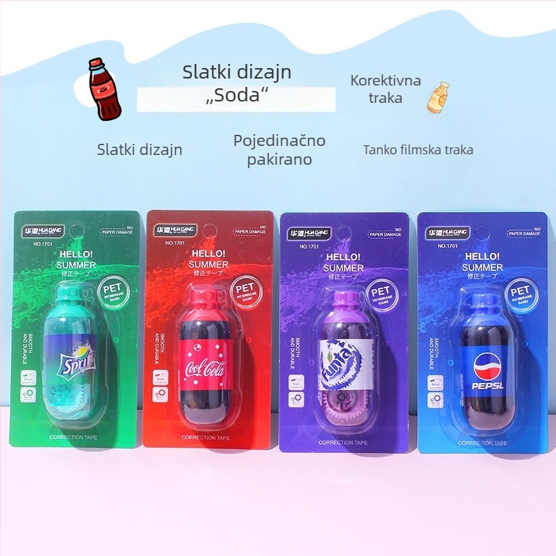 Korektivna traka s dizajnom boce Cola za učenike osnovne škole, kompaktna kreativna traka za korekciju