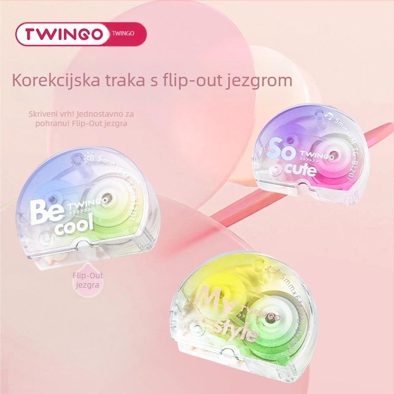 Tiangao B1203 Mini Okretna Ispravljačka Traka, S Gradijentom Boja, Kompaktna Prozirna Ispravljačka Traka Za Učenike
