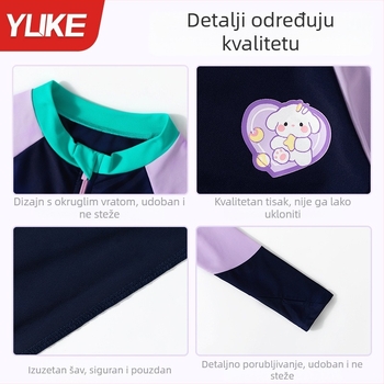 Dječje jednodjelne plivačke kupaće kostime za djevojčice s dugim rukavima, za profesionalni trening, toplo za jesen/zimu, pogodna za termalne izvore
