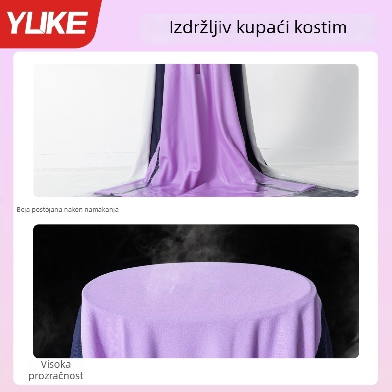 Dječji dvodijelni kupaći kostim za djevojčice s dugim rukavima i dugim nogavicama, UV zaštita, jednobojni, za uzrast 3–16 godina