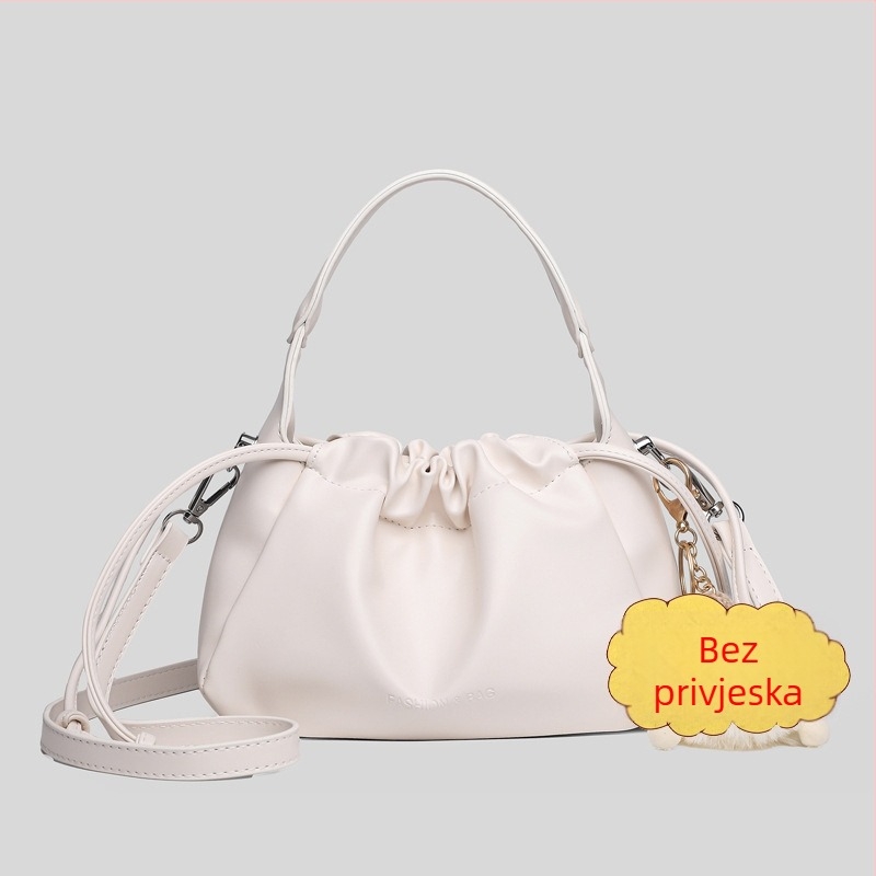 Mekana kožna torba s plisama u obliku oblaka, crossbody za žene, elegantna luksuzna torba 2025 novi model