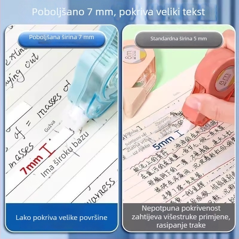 Deli 7 mm korekcijska traka, tiho radi, za učenike, velik kapacitet, glatko ispravljanje