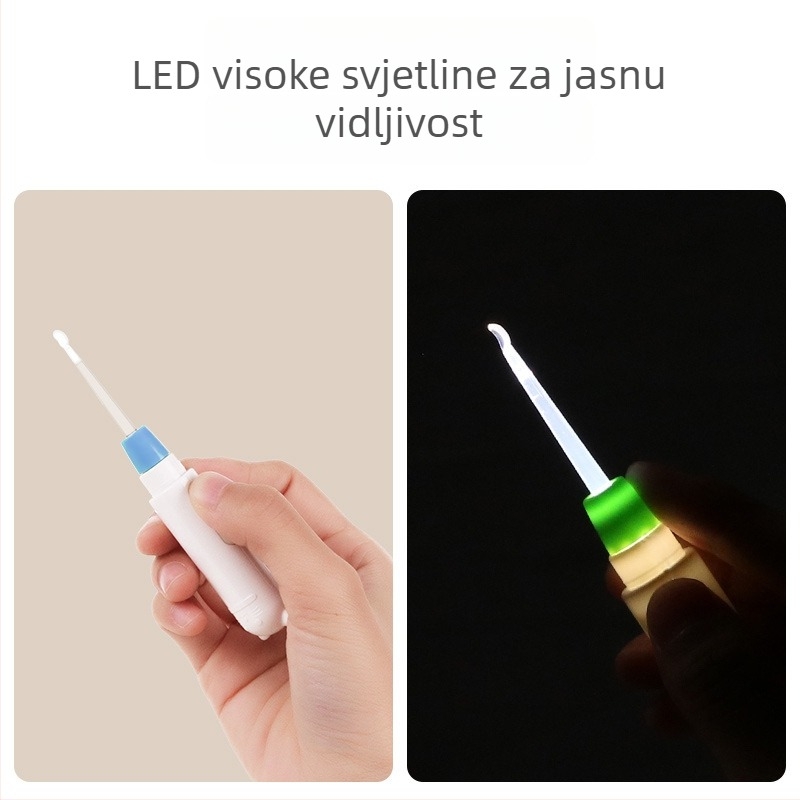Dječja svjetleća žlica za uši sa svjetlom, alat za čišćenje ušiju za bebe s mekanim prozirnim vrhom