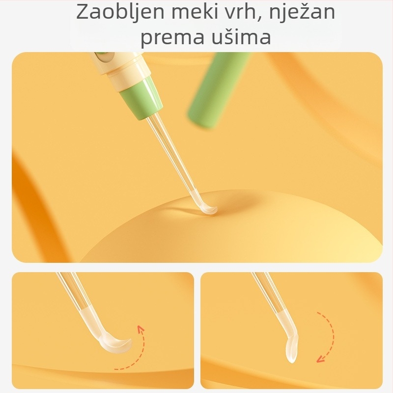 Dječja svjetleća žlica za uši sa svjetlom, alat za čišćenje ušiju za bebe s mekanim prozirnim vrhom