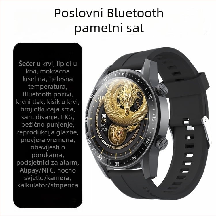 GT2 NFC pametni sat s funkcijom pristupa, praćenje glukoze i mokraćne kiseline, Bluetooth pozivi, otkucaji srca, krvni tlak, zasićenost kisikom u krvi i lipidi