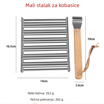 Odvojiva mreža za roštilj od nehrđajućeg čelika s kotačićima za kobasice, vanjski roštilj, prijenosni kućni alat
