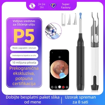 Bežični vizualni žličica za uši P5 za kućnu upotrebu, s Wi‑Fi vezom, pincetom i osvijetljenom žličicom za uši
