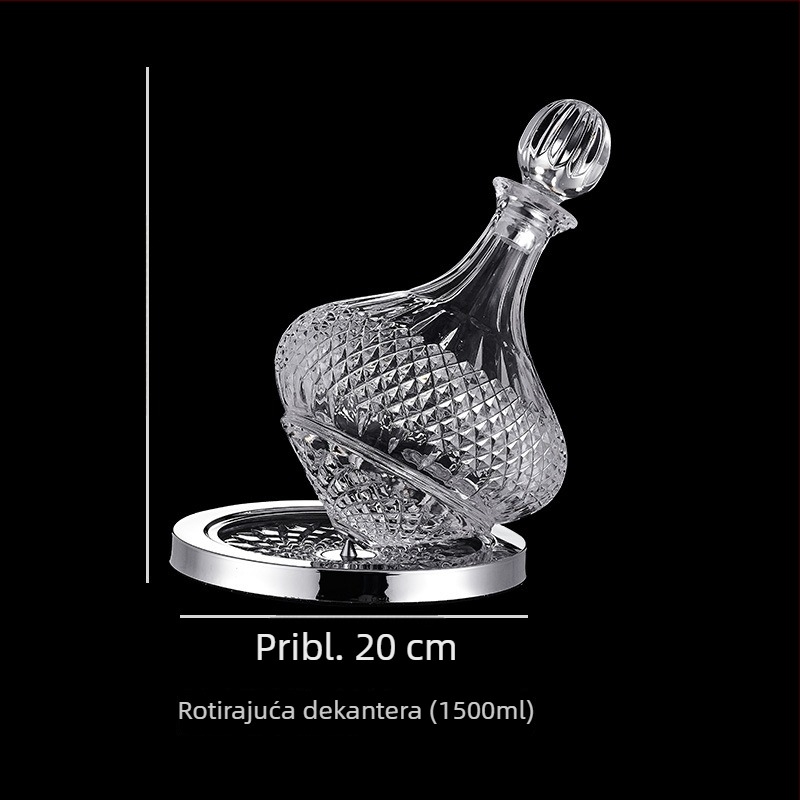 Kristalno stakleni dekantator za vino s poklopcem, dijamantni stil, kapacitet 1000 ml