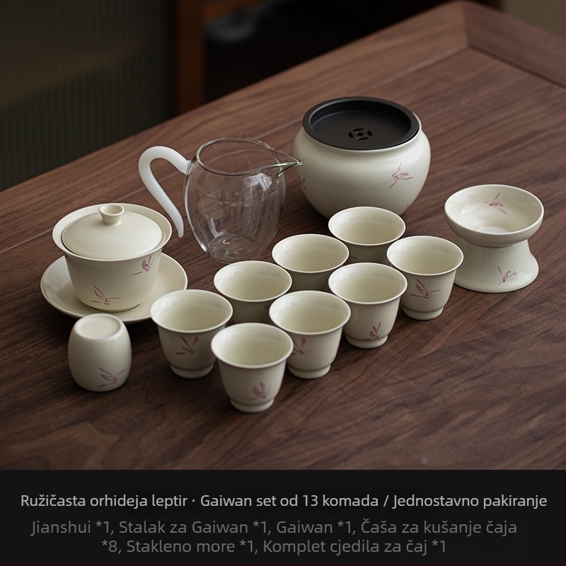 Porcelanski Gongfu čajni set s čajnikom i šalicama, minimalistički moderni dizajn, premium poklon kutija