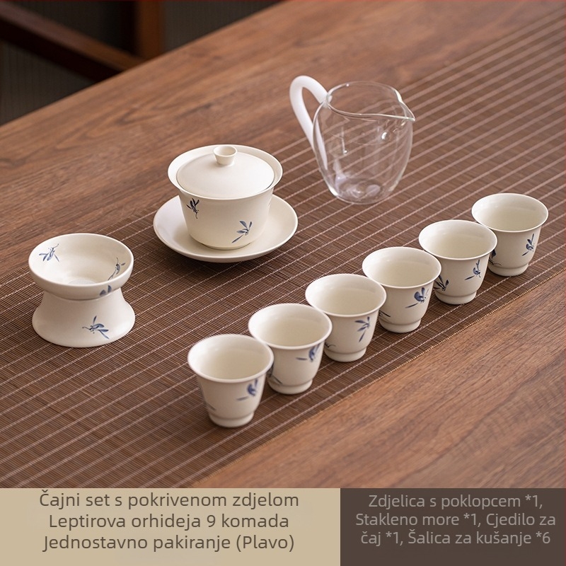Porcelanski Gongfu čajni set s čajnikom i šalicama, minimalistički moderni dizajn, premium poklon kutija