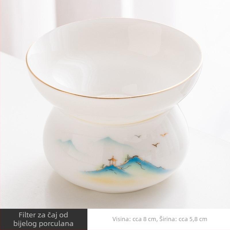 Bijeli porcelanski čajni filter za kućnu upotrebu, keramički set za Kung Fu čaj