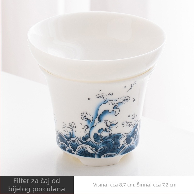 Bijeli porcelanski čajni filter za kućnu upotrebu, keramički set za Kung Fu čaj