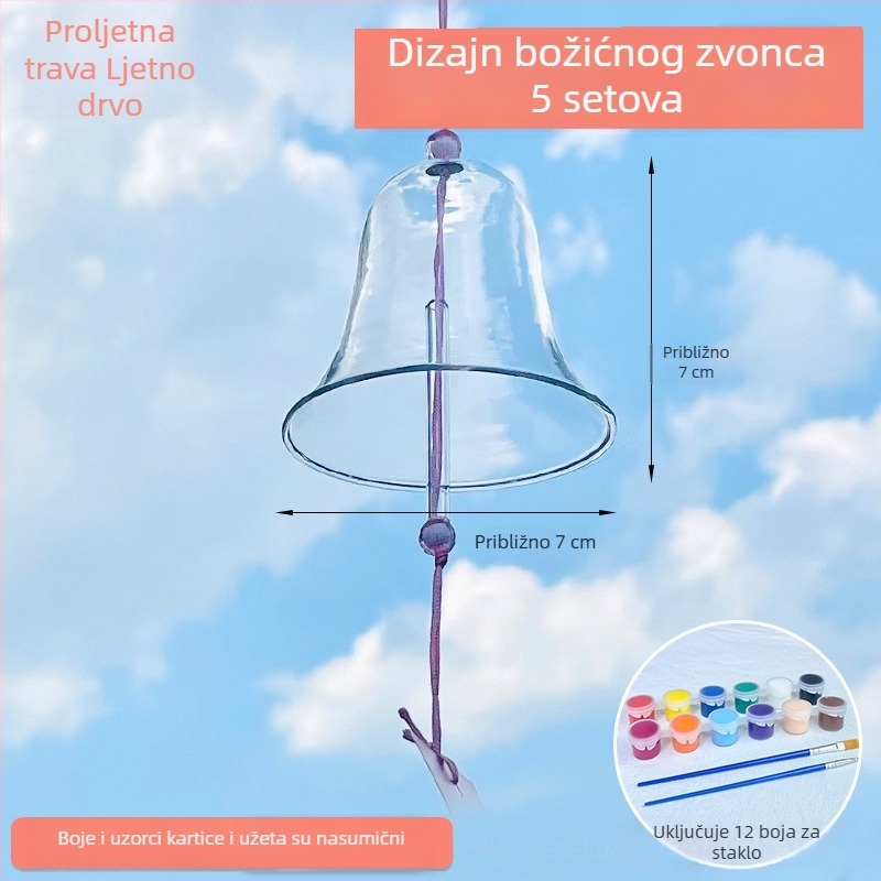 DIY zvončić za vjetar od prozirnog stakla u japanskom stilu s oslikanim dizajnom