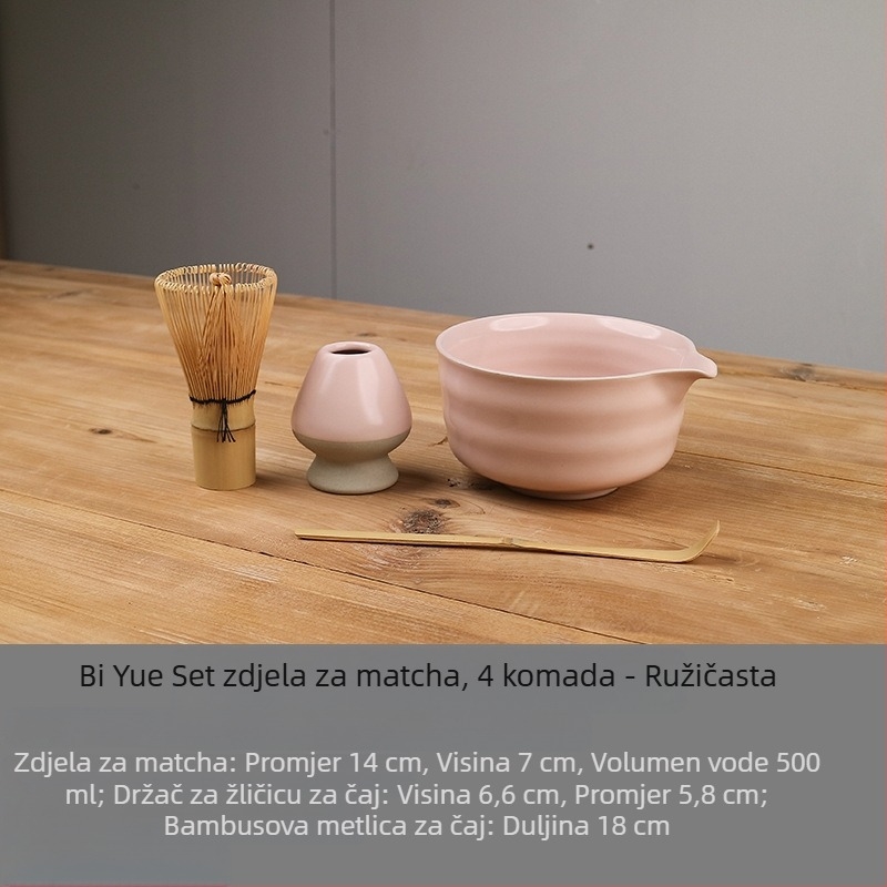 Japanski set za matcha: keramička zdjela za matcha sa izljevom, držačem za metlicu za matcha, čajna žličica, 100-prutna metlica za matcha, set alata za pripremu čaja dinastije Song