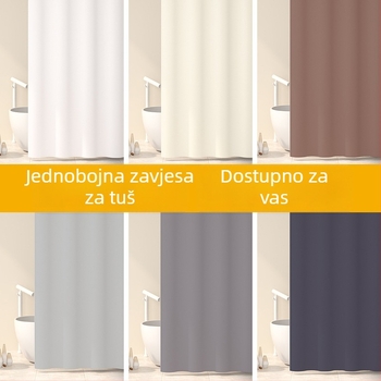 Jednobojna poliester zavjesa za tuširanje, vodootporna i otporna na plijesan, za kupaonicu