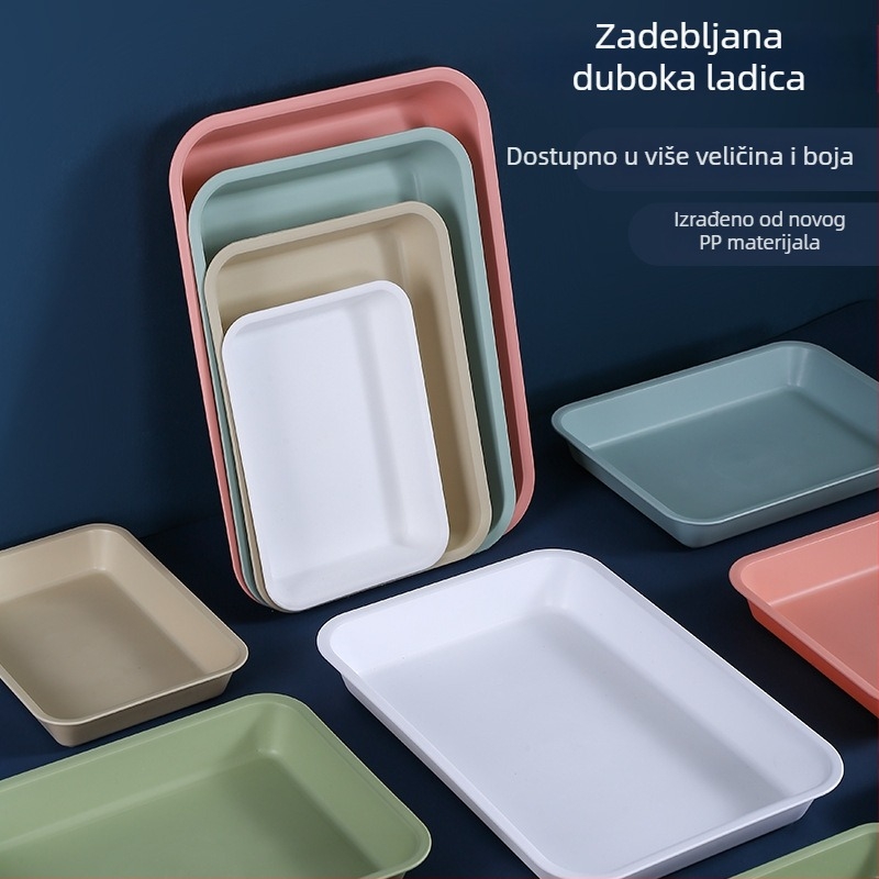 Plastična pravokutna tacna za čajne šalice i čajnik – duboka tacna za pohranu i pladanj za voće