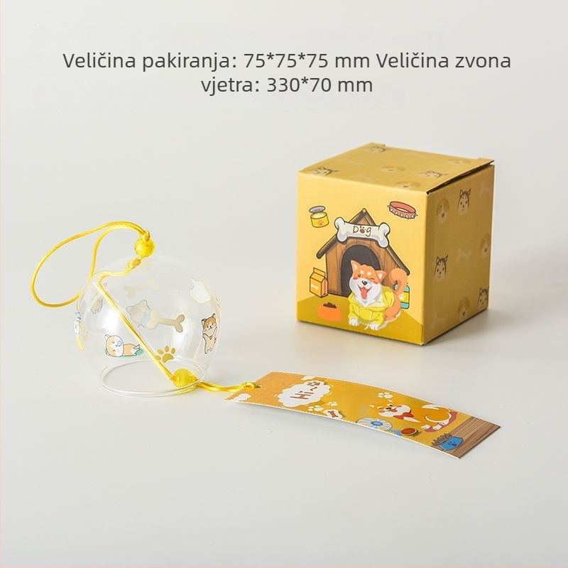 Stakleni vjetreni zvon s motivom trešnje, viseća dekoracija za spavaću sobu, japanski stil, s perjem