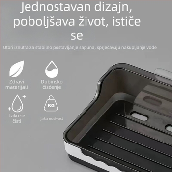 Zidni držač sapuna za kupaonicu s odvodom, bez bušenja