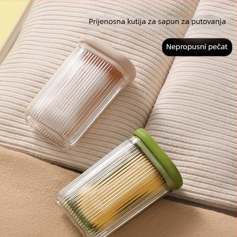 Prijenosna kutija za sapun za putovanja s poklopcem, dvostruki sloj odvodnje kvadratne posude, zatvorena i vodootporna, prozirna