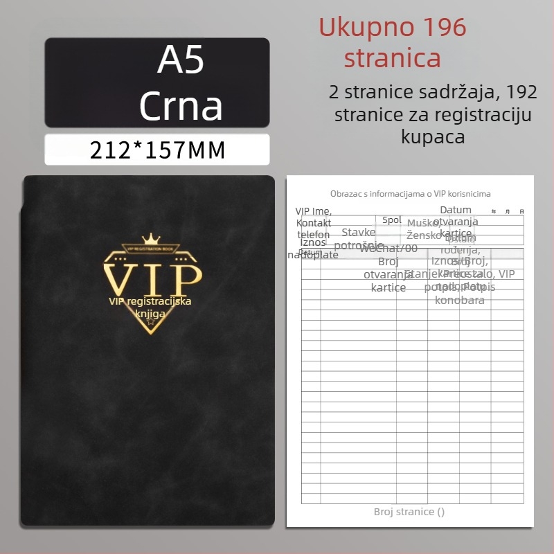 Bilježnica za evidenciju klijenata kozmetičkog salona – registracija članova i podaci o klijentima, PU korica, vezano binderom, 100–200 stranica