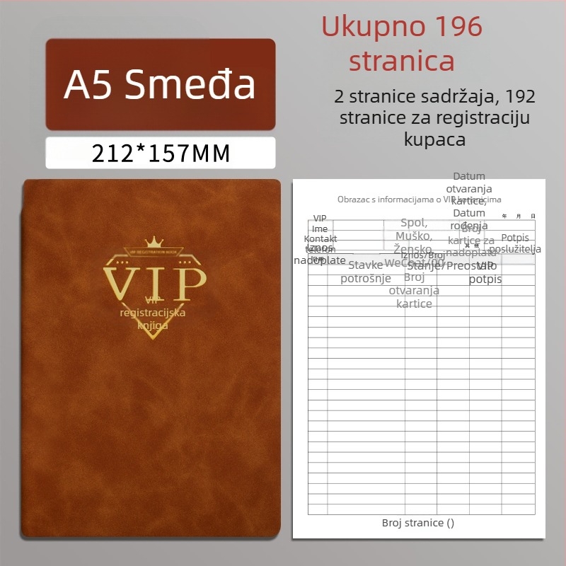 Bilježnica za evidenciju klijenata kozmetičkog salona – registracija članova i podaci o klijentima, PU korica, vezano binderom, 100–200 stranica