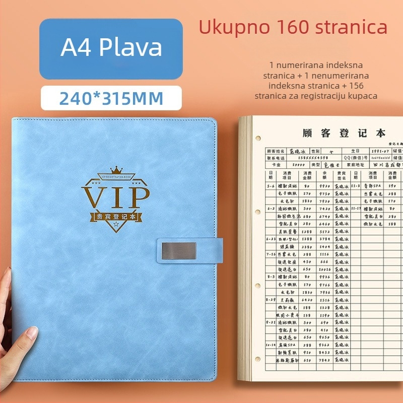 Bilježnica za evidenciju klijenata kozmetičkog salona – registracija članova i podaci o klijentima, PU korica, vezano binderom, 100–200 stranica