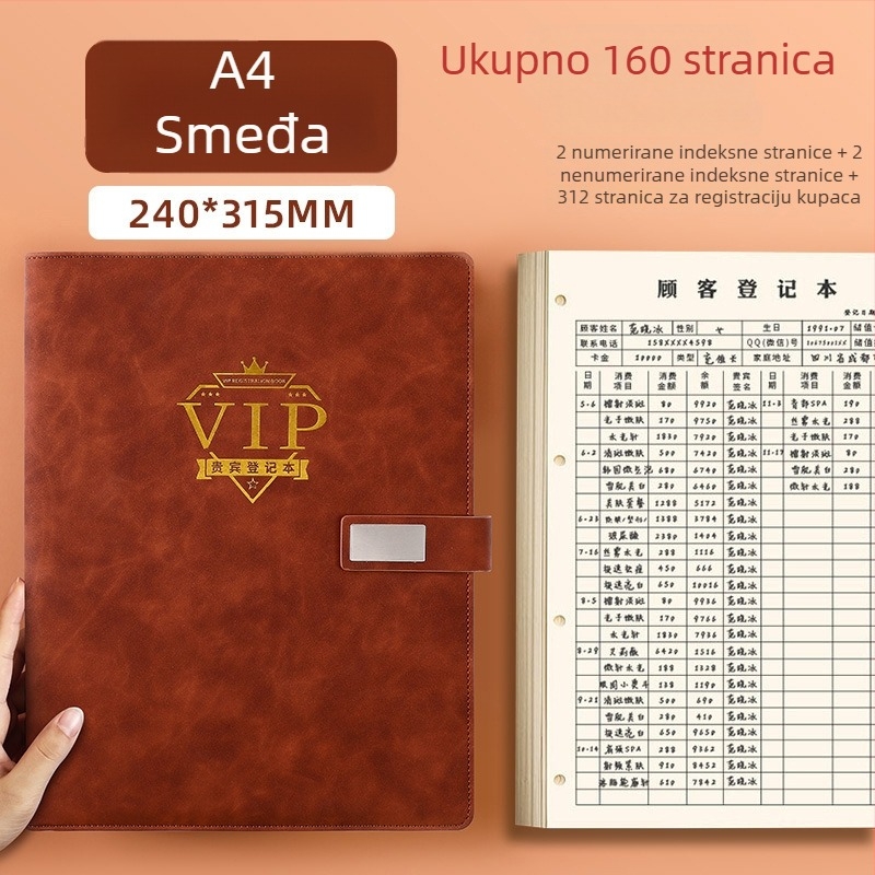Bilježnica za evidenciju klijenata kozmetičkog salona – registracija članova i podaci o klijentima, PU korica, vezano binderom, 100–200 stranica