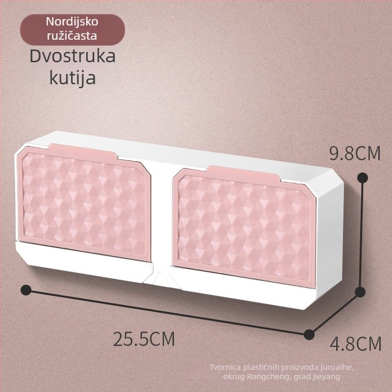 Zidna dvostruka kutija za sapun s poklopcem, bez bušenja, s odvodom, za kupaonu i praonicu