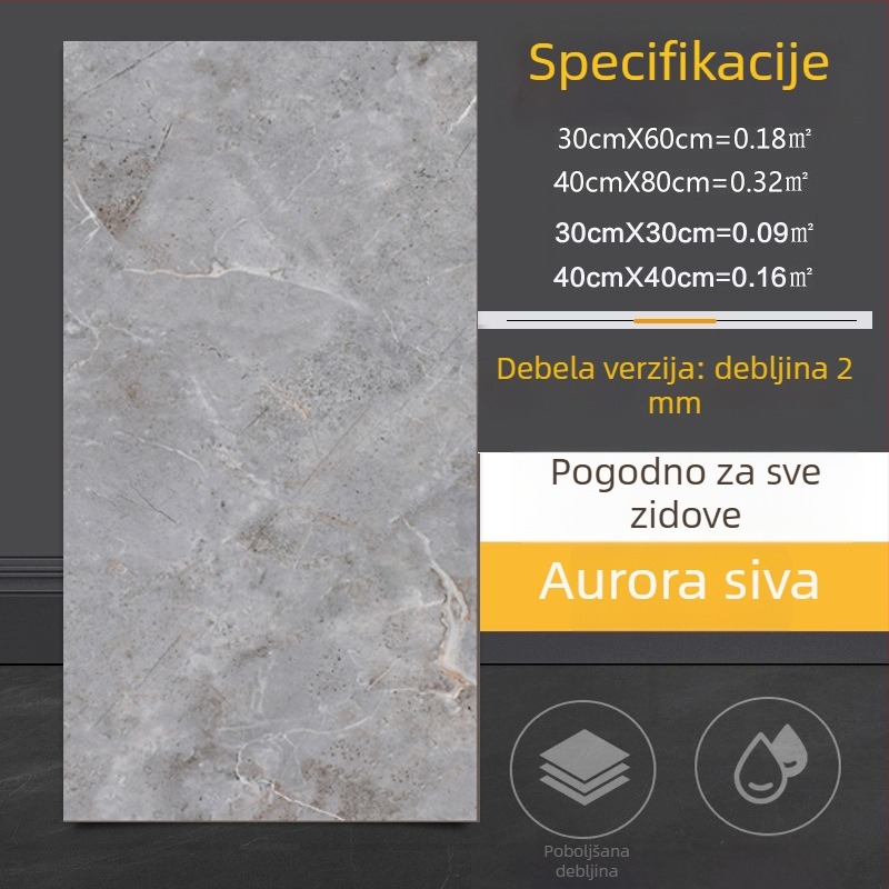 Samoljepljivi zidni dekor s imitacijom mramornih pločica, za kuhinju i kupaonicu, vodootporan