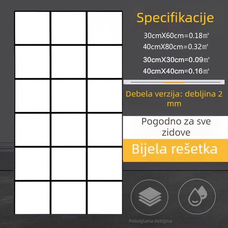 Samoljepljivi zidni dekor s imitacijom mramornih pločica, za kuhinju i kupaonicu, vodootporan