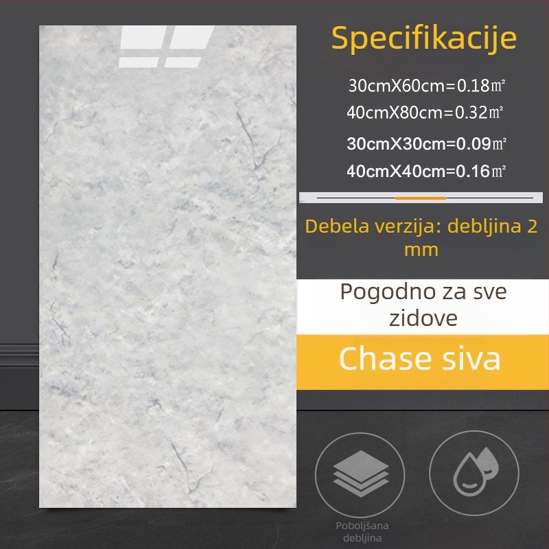 Samoljepljivi zidni dekor s imitacijom mramornih pločica, za kuhinju i kupaonicu, vodootporan