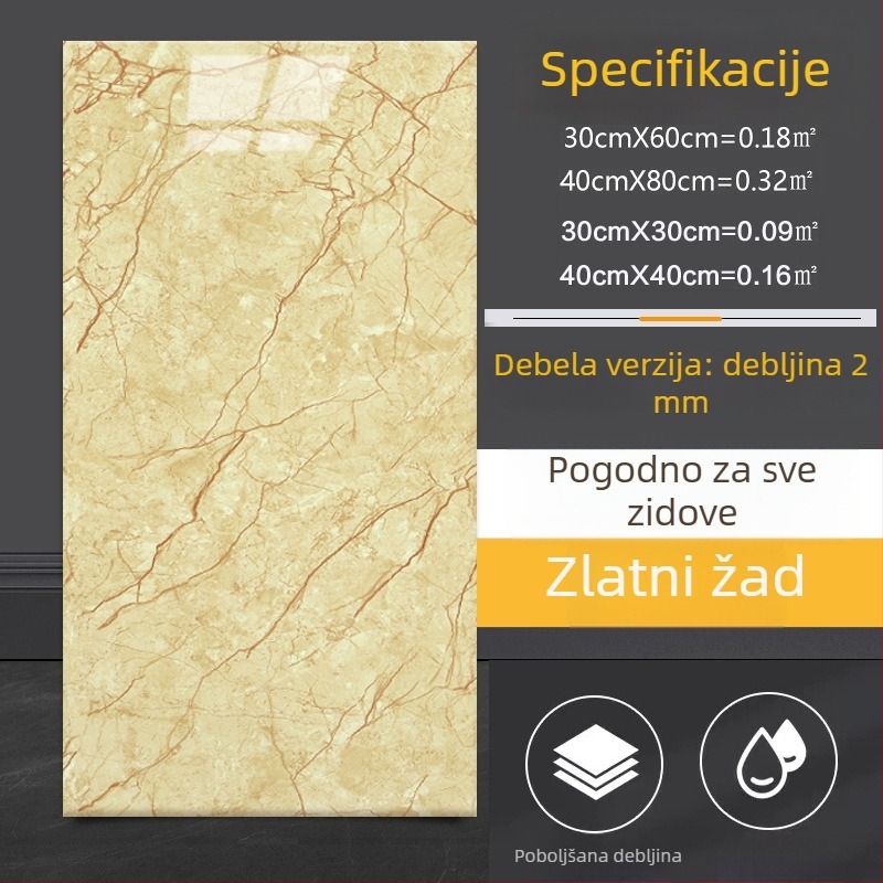 Samoljepljivi zidni dekor s imitacijom mramornih pločica, za kuhinju i kupaonicu, vodootporan
